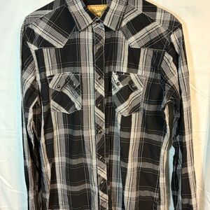 Wrangler Men's Black and White Checkered Shirt